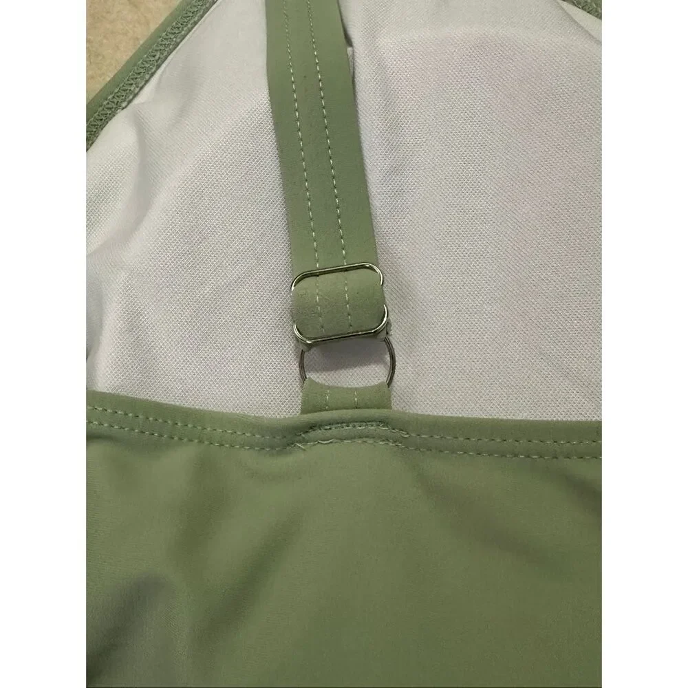BloomChic 22-24 Sage Green Swim Romper One Piece Shorts Swimsuit Pockets